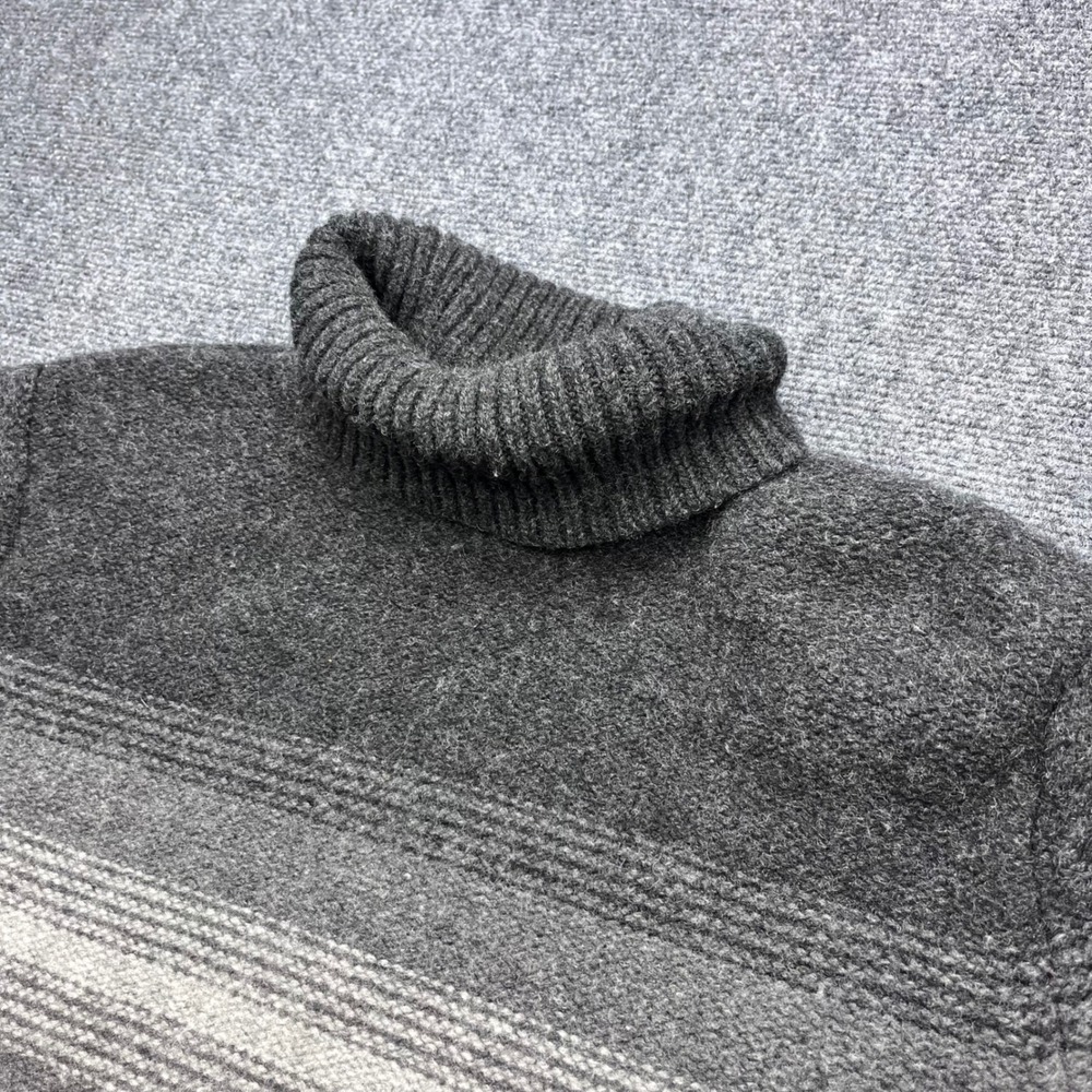 Paul Harris Design Lambswool Turtleneck Striped Grey Sweater